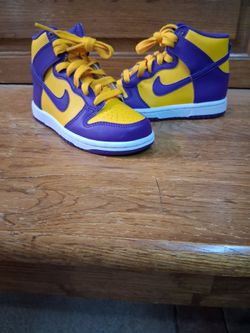 Nike Dunk High Yellow and Purple