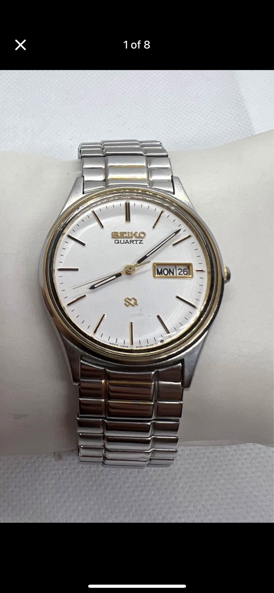 👽👽Luxury Vintage Silver Presidential Men Seiko SQ Bilingual Day/Date 80s👽👽
