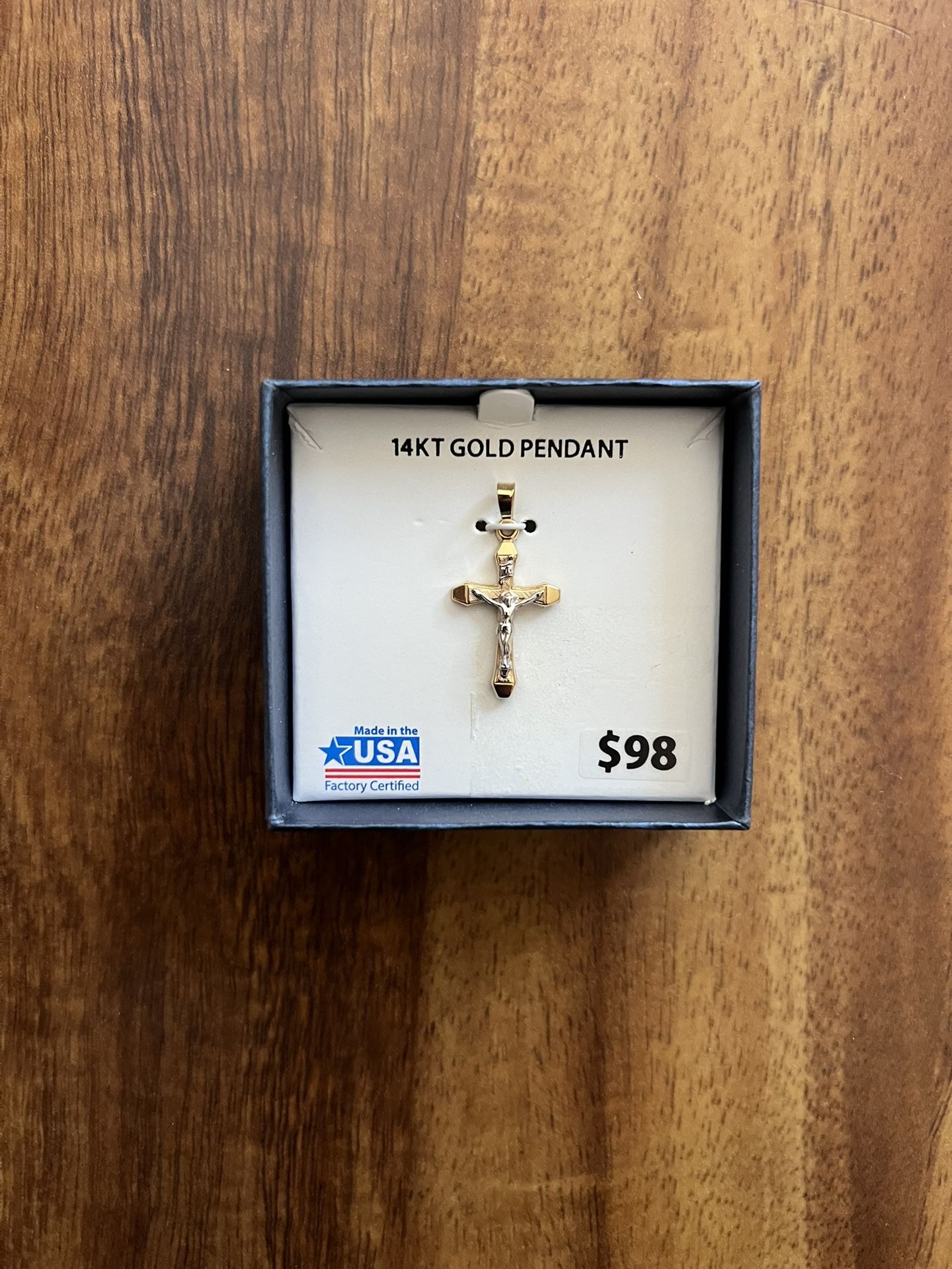 50% Off Two Tone 14k Gold Cross Pendant
