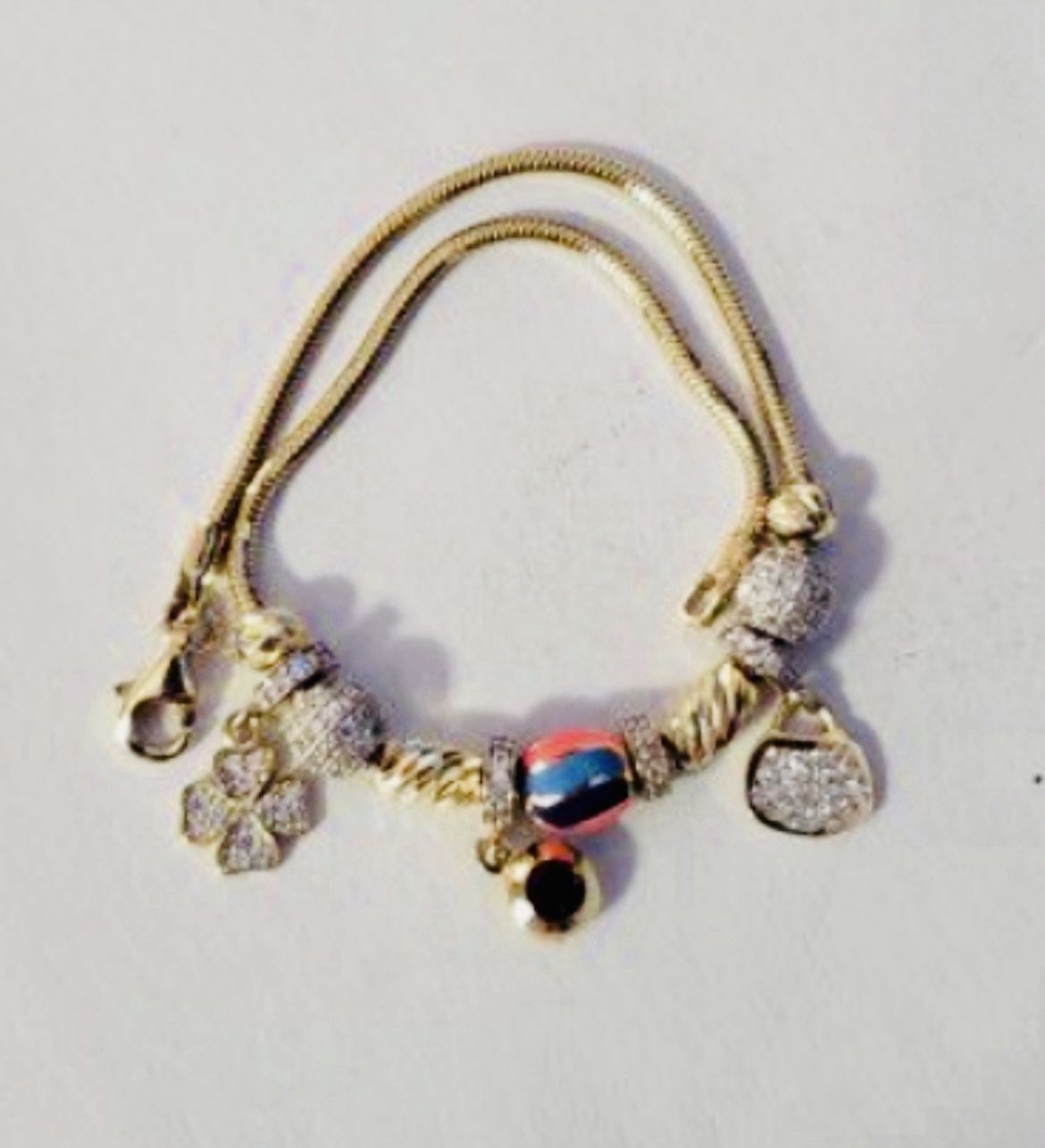 10K Solid Gold Bracelet For Wedding 7.5 Inches Long