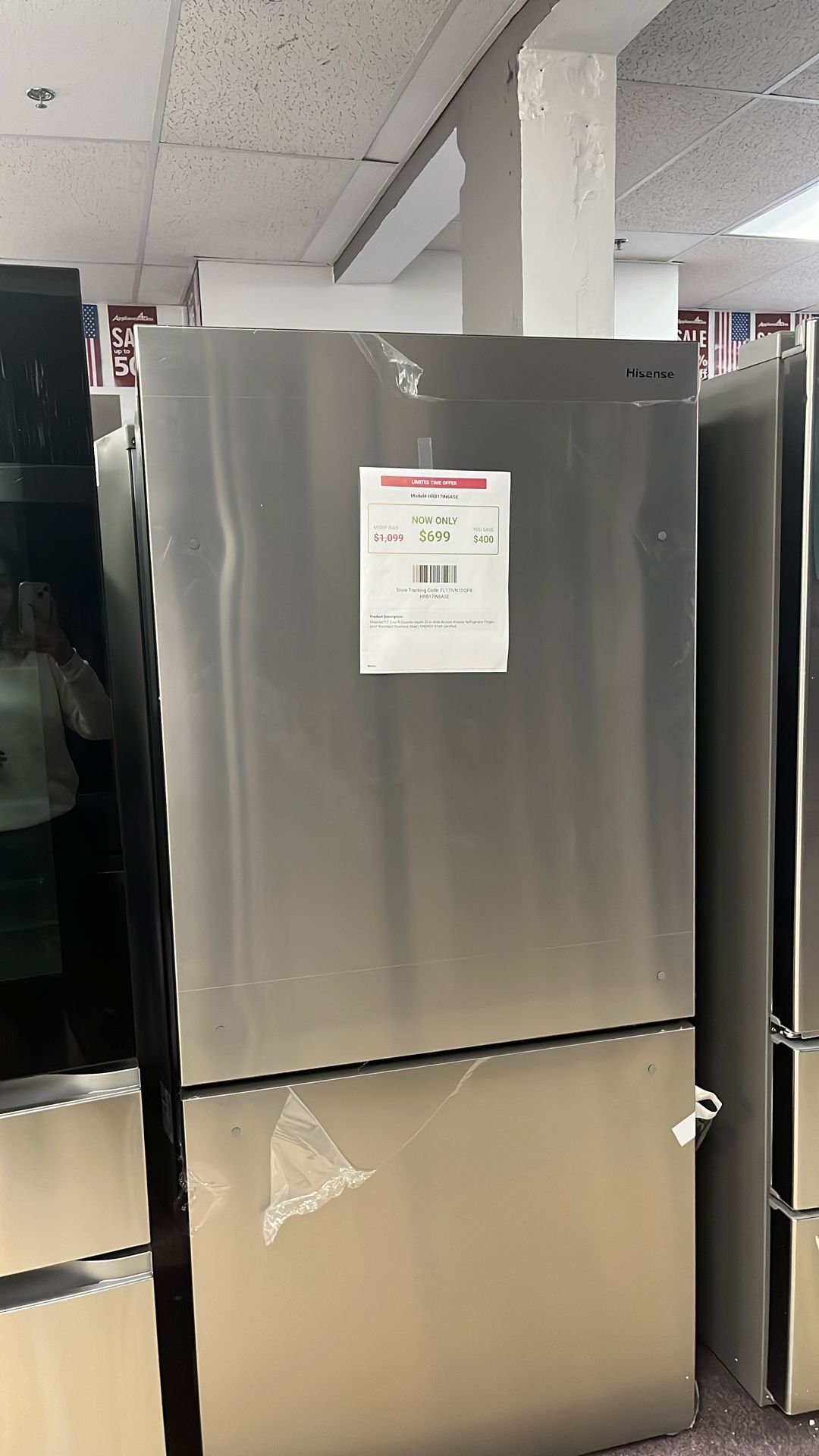 Refrigerator 33” Bottom Freezer New Open Box