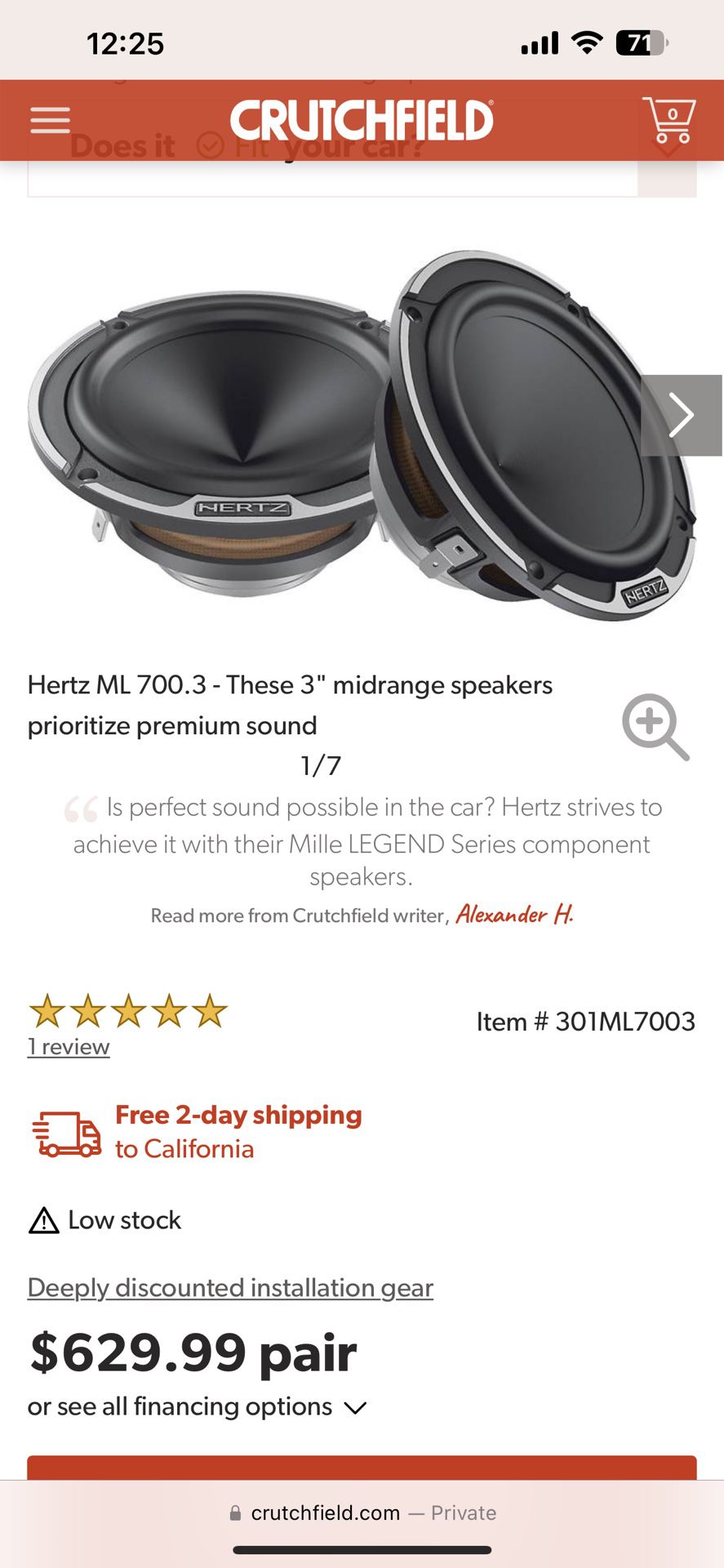 Hertz ML 700.3 Mille Legend Series 3" midrange speakers