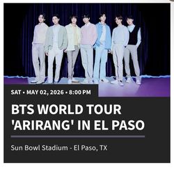 BTS Tickets For El Paso