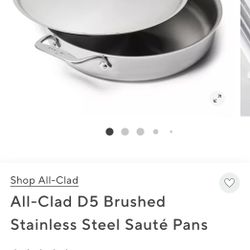 All Clad 6qt D5 Stainless Steel Saute Pan $279 