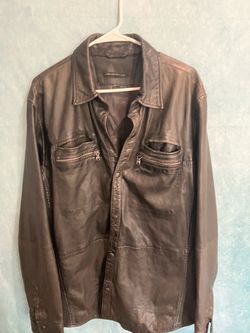 Black leather jacket John Varvatos ￼