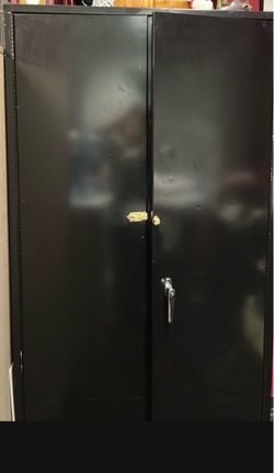 Black Metal Storage Cabinet with Lock