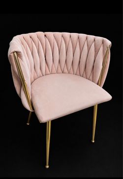 Two light pink soft velvet chairs