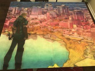 Custom 6’ x 6’ Chalk Art of Arrow watching over Orlando