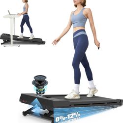 Walking Pad Treadmill with 12% 9-Level Auto Incline, 450 lbs Capacity Bluetooth Speaker Under Desk Treadmills for Home Hiking, 5 MPH, Black