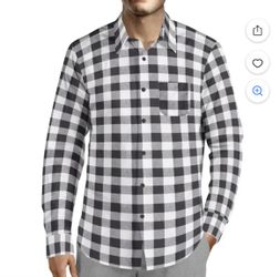 Visive Plaid Shirt Men Cotton Streetwear Cardigan Black White New 2X-L
