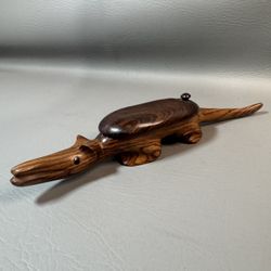 11 Inch Wood Anteater Alligator Trinket Dish Sculpture Shelf Decor