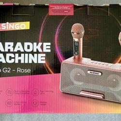 Masingo Karaoke Machine -Portable Bluetooth Speakers, 2 Wireless Mics, Rose