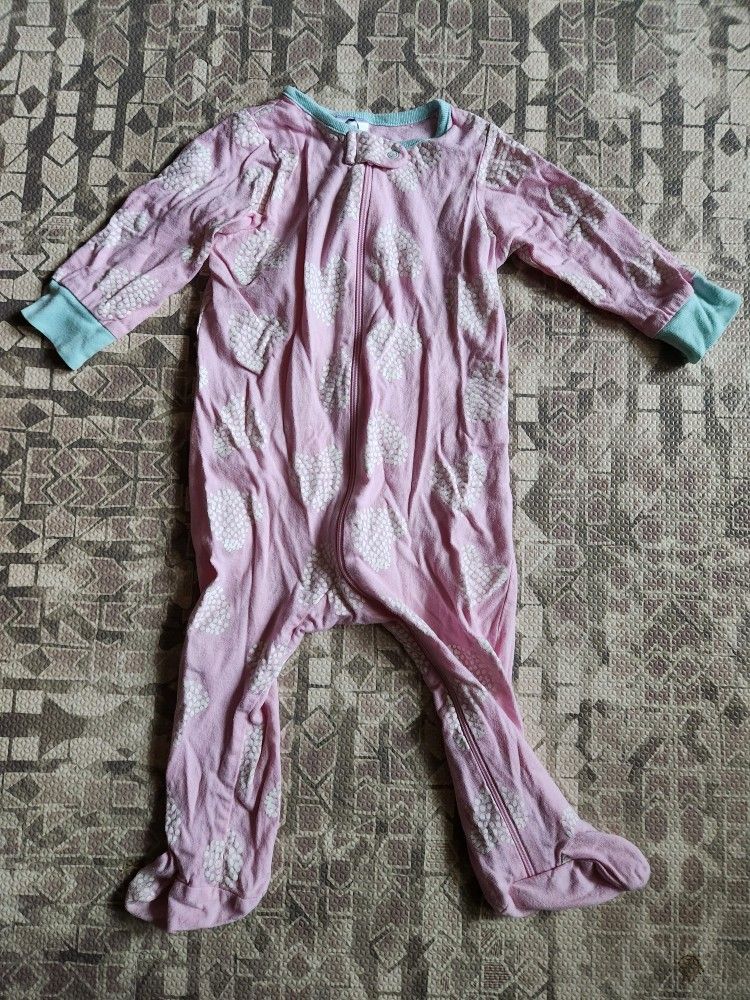 Gerber 6-9M 100% Cotton Pink and Turquoise Footie Pajamas