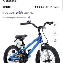 Royalbaby Freestyle 18 In. Blue Kids Bike Boys and Girls Bike with Training wheels and Water Bottle