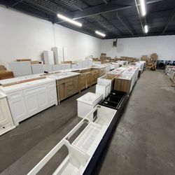 New bathroom vanities - white and wood styles