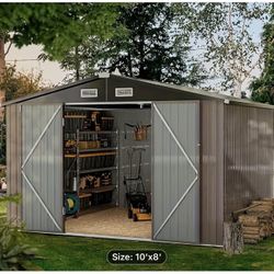 $380!!! 10x8 Brown/gray No base Metal Storage Shed New in box. NO HOLDS