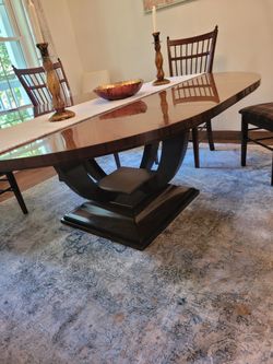 Large Oval Dining Table with Pedestal Base