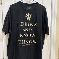 Game Of Thrones I DRINK AND I KNOW THINGS  Mens T-Shirt HBO 2XL 