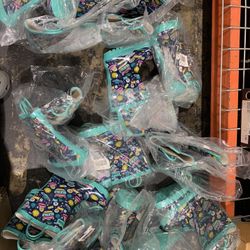 Lot Of 14: Space Cat Rain Different Size Boots Sizes 3,2 and toddler 8.