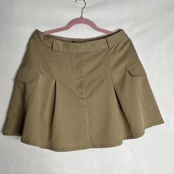 19 Cooper Mini Skirt Tan Schoolgirl Pleated Cargo Pockets Size XL