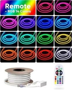 65.6 Ft Shine Decor LED RGB Neon Rope Lights AC 120V, Expandable & Cuttable Bright Strip Lighting with Remote, Dimmable Color Changing, ETL Cold-Resis