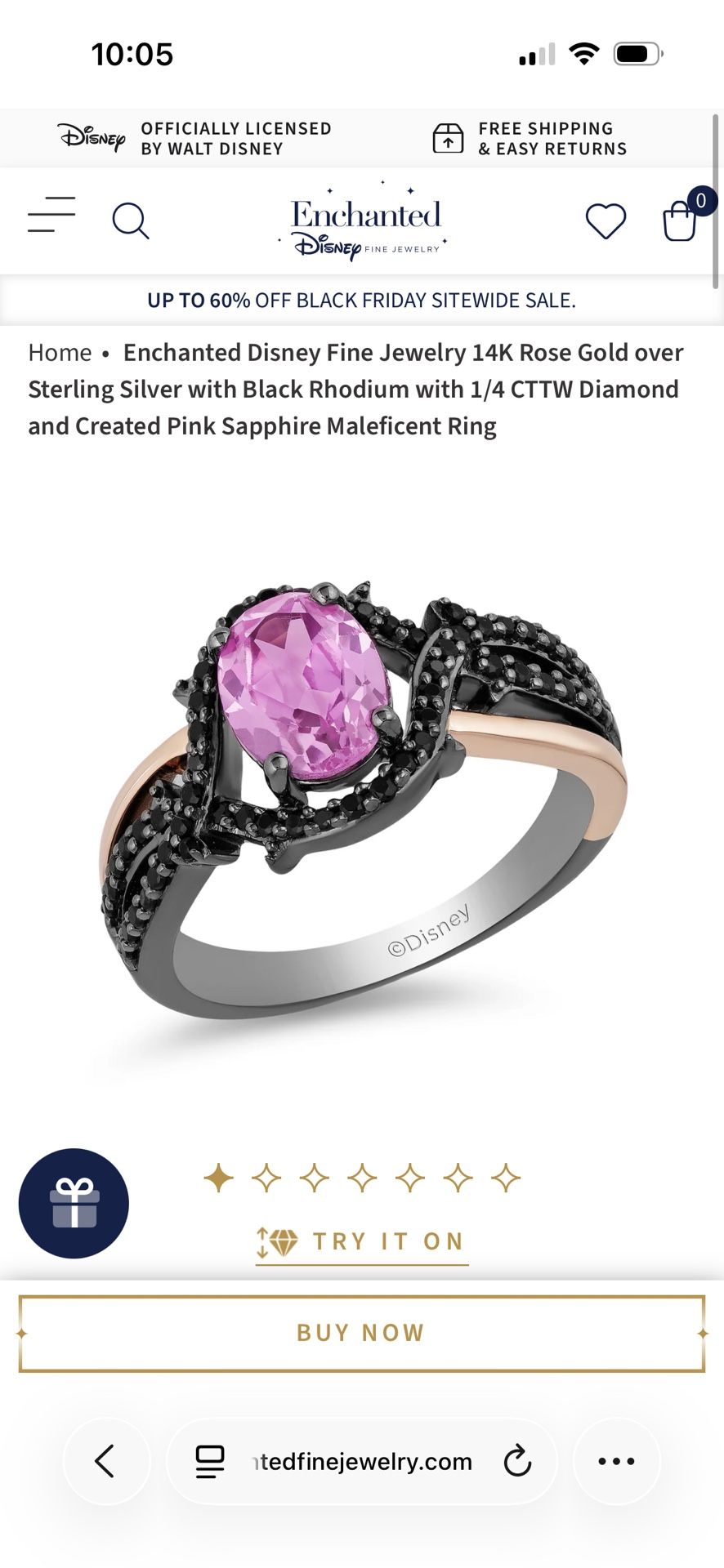 ENCHANTED DISNEY MALEFICENT RING 14k