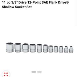 Snap on 11 pc 3/8" Drive 12-Point SAE Flank Drive® Shallow Socket Set