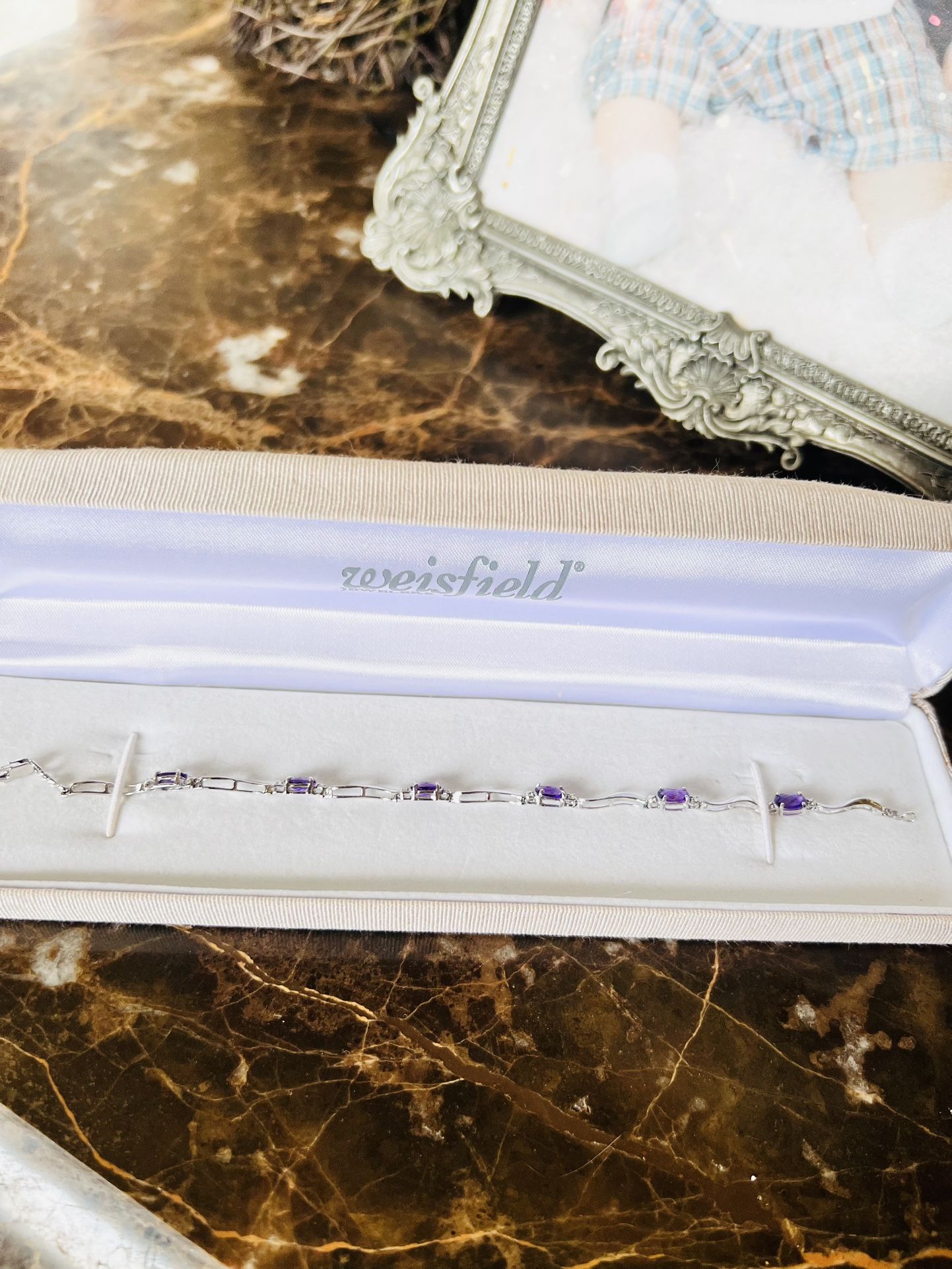 Silver And Amethyst Bracelet