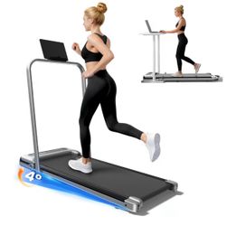 Walking Pad Treadmill for Home, Walking Pad with Incline and Handle Bar Sturdy Foldable Handles Walking Pad with LED Display, Portable Quiet Under Des
