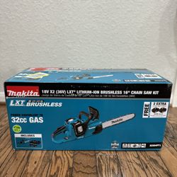 Makita XCU04PT1 36V (18V X2) LXT® Brushless 16" Chain Saw Kit with 4 Batteries (5.0Ah)