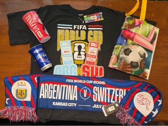 FIFA Argentina vs Switzerland Match Day SCARF & T-SHIRT KC World Cup 7/11/26