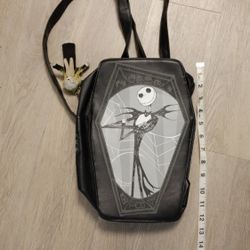 Disney Nightmare Before Christmas Jack Skellington Coffin Shaped Black Backpack