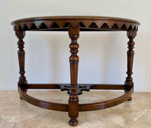 Make an Offer-Solid wood half circle table Spanish accents