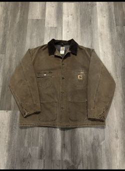 Vintage Carhartt Blanket Lined Chore Coat 2XL Brown Duck Canvas Jacket Made USA
