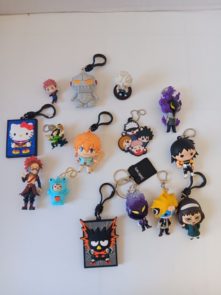 Anime Hello Kitty, Demon Slayer, Godzilla, Jujutsu Figures & Keychain Lot 15