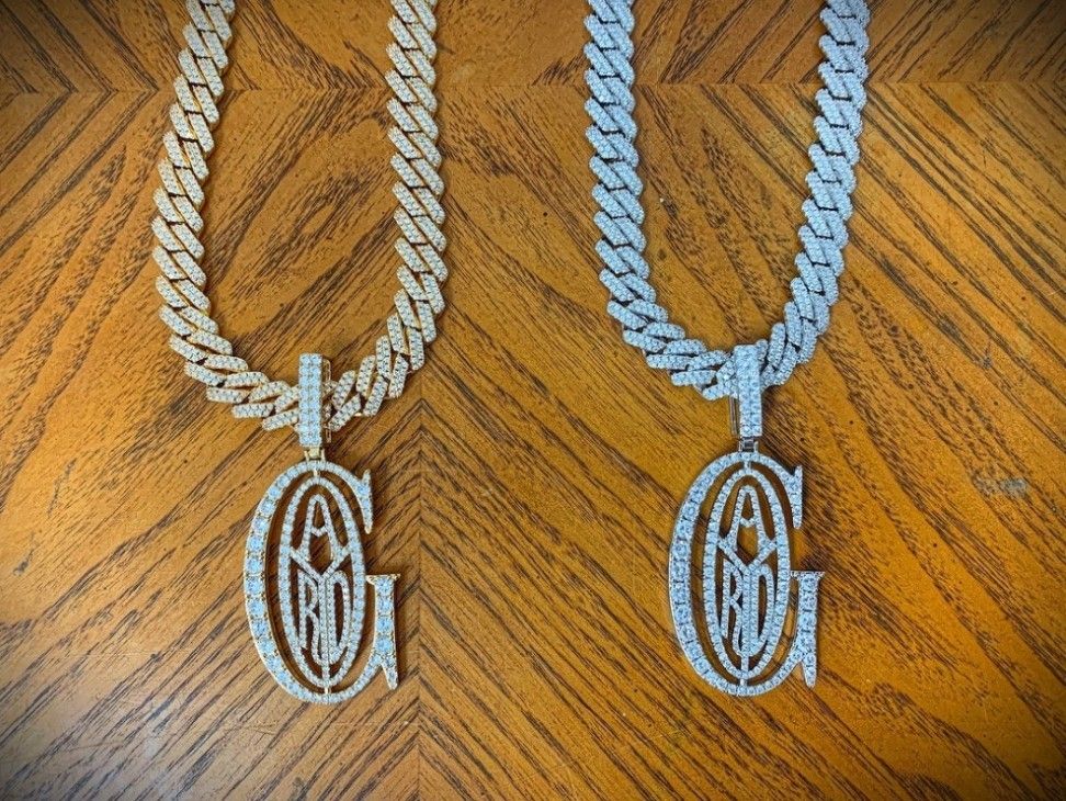 18K Gold Iced Out Goyard Necklace Custom