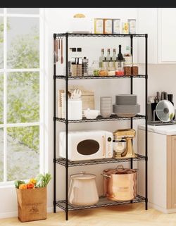 5-Tier Black Wire Metal Storage Shelving Unit