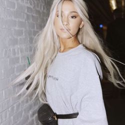 ARIANA GRANDE Light Grey No Tears Left To Cry Oversized Pullover Sweatshirt