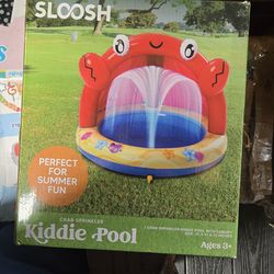 Sloosh Baby Pool Toddler Sprinkler, Crab Splash Pool with Canopy