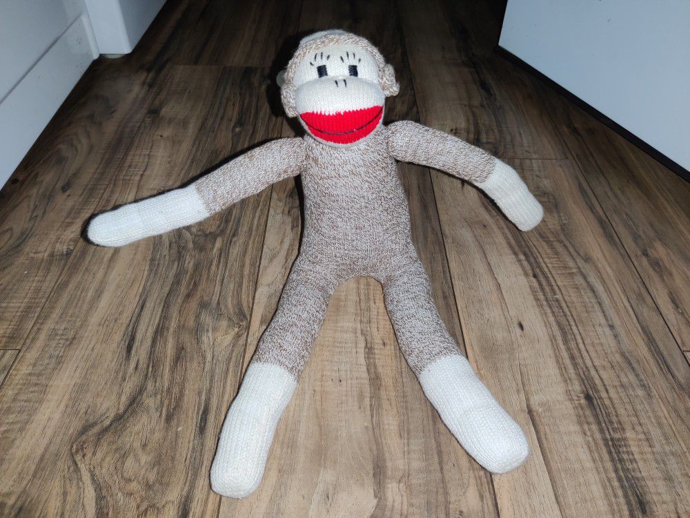 The Original Sock Monkey Hand Knit Plush 16"in