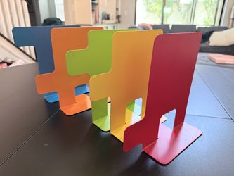 Set of 5 Colorful Tab Design Bookends with Scratch-Protective Bases
