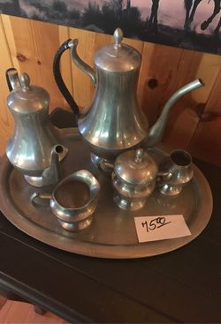 Peuter antique tea and coffee service w tray ! Awesome piece!