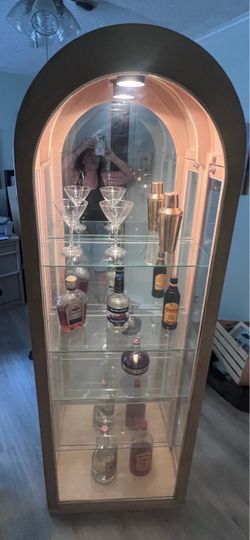 Arched Lighted Glass Curio Display Cabinet