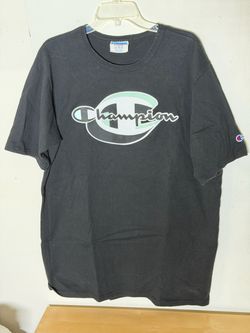 Vintage Champion Heavyweight T-Shirt Men’s XL Black Raised Patch Logo