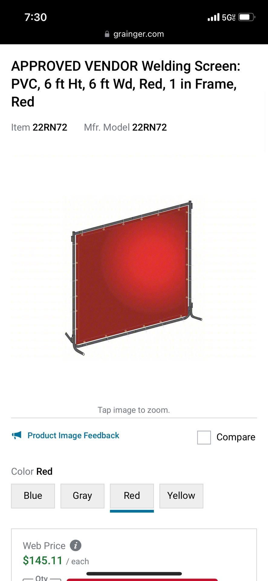 6x8 Welding Shield Red