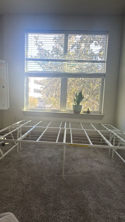 White Metal Folding Platform Bed Frame