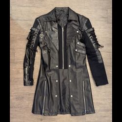 Gothic Men's Leather Biker Coat