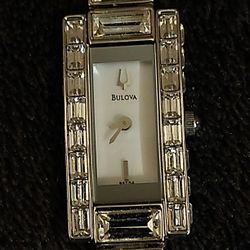 Crystal Silver Bulova Women Watch