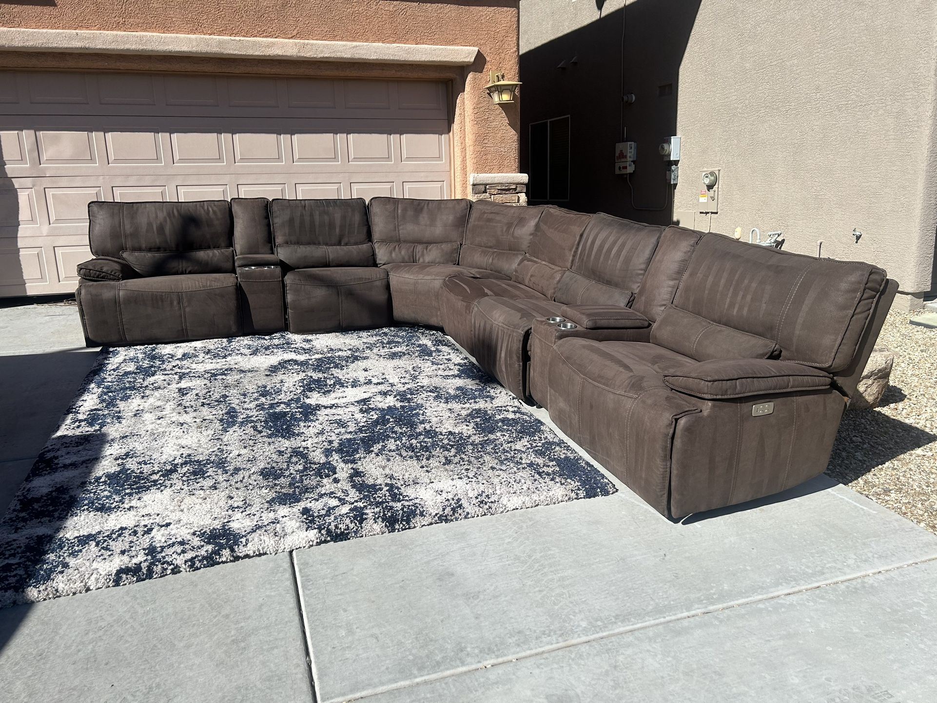 8-piece Brown Fabric/suede Sectional