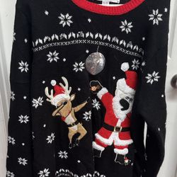 Ugly Christmas Sweater Dancing Santa and Reindeer size XXL just $7